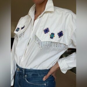 Embroidered White Women's Top